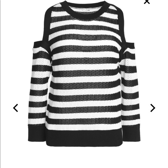 Rag and bone cold shoulder B&W striped sweater - Picture 2 of 5